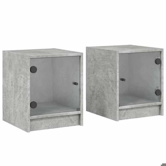 Maison Exclusive - Tables de chevet et portes vitrées 2 pcs gris béton 35x37x42 cm