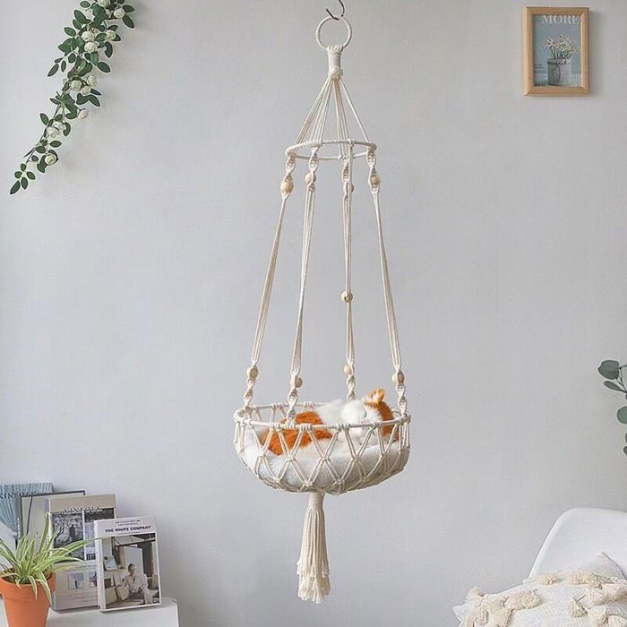 Hamac suspendu chat lit intérieur nid balançoire - 1 Détente animal compagnie cadeau amoureux chat - Gris Aucuneary