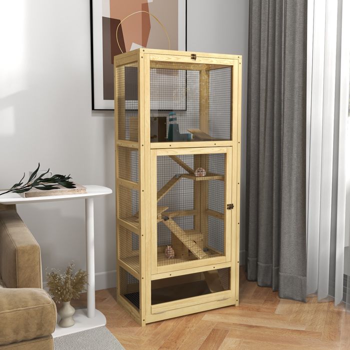 Cage pour hamsters - AKOZON - 9290 - 5 niveaux - Bois et grillage - 54 x 38 x 131 cm