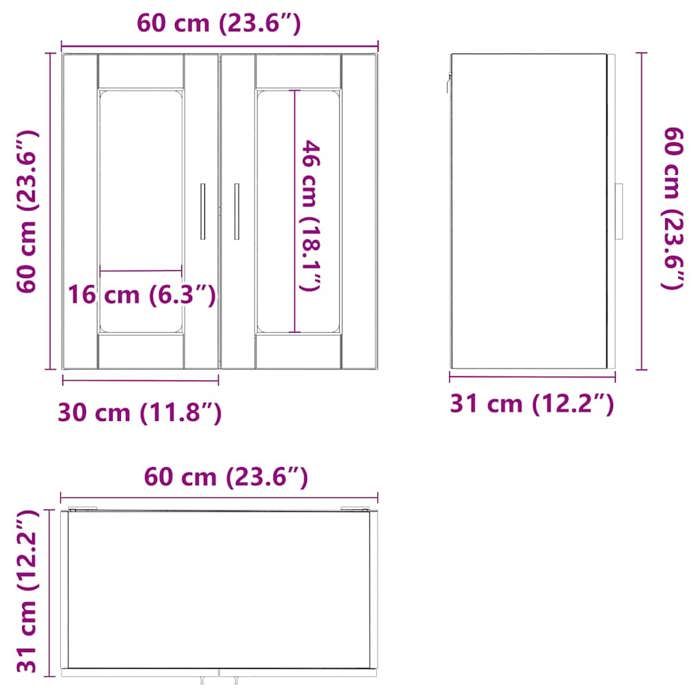 Remise 2026®Caisson haut cuisine Blanc - Meuble mural de cuisine avec porte en verre Porto - blanc - 298 9049464
