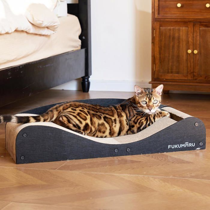 Griffoir chat 73 9 cm lit canapé carton tapis feutre horizontal avec balle noir