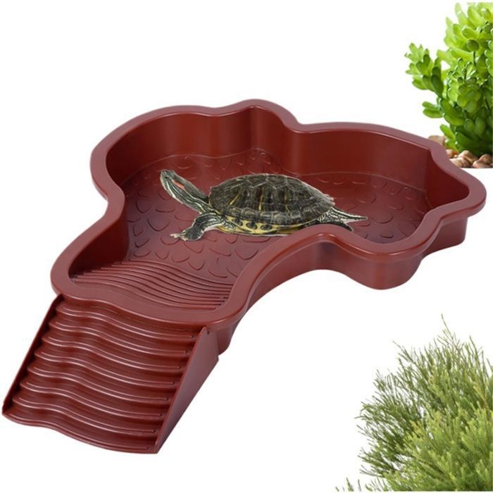 Meilleurs prix pour Piscine Tortue Terrestre Mangeoire Plat deau Bassin pour Tortue de Piscine avec Rampe Bol deau pour Reptiles avec ABRI DE PISCINE