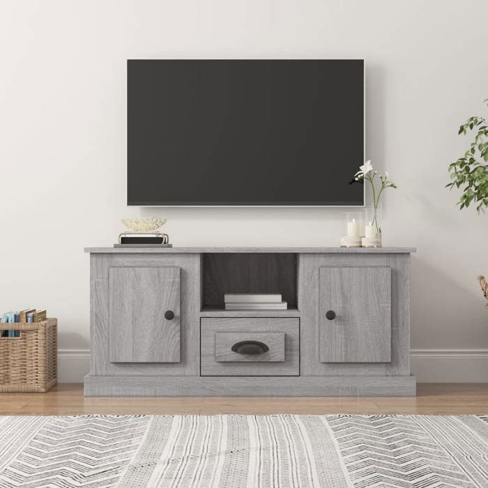 Magnifique Meuble TV élégant - ZENCORE - Support téléviseur/commode hifi/ARMOIRE TV sonoma gris 100x35 5x45cm bois dingénierie