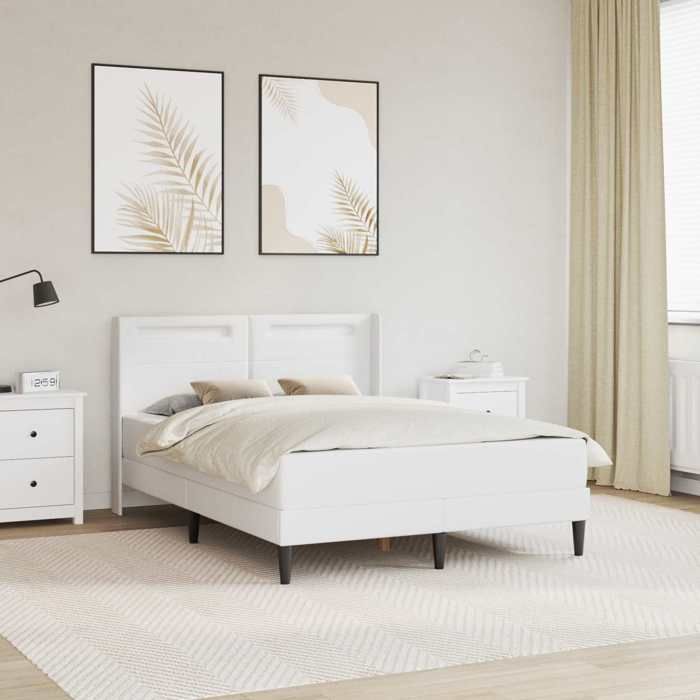 vidaXL Cadre de lit avec matelas Blanc 140 x 200 cm Simili cuir 3414914