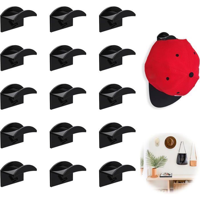 Crochets Adhésifs pour Chapeau 15 Pcs Adhésifs Crochets Muraux pour Chapeaux Porte Chapeau Mural Porte Casquette MIROIR