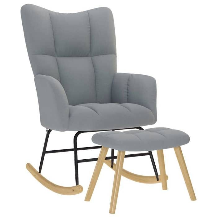 Chaise intérieure moderne vidaXL Fauteuil à bascule avec repose-pied Gris clair Tissu(10496）