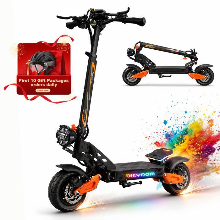 Trottinette Électrique Pliable Adulte 5000W 60V/25.6Ah Autonomie 70km 60km/h 11 Freins Hydrauliques Bikydom T50PRO