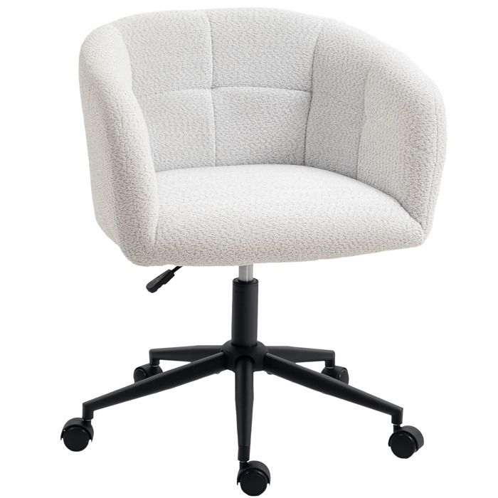 Chaise de bureau - MINIMAL - Design baquet - Velours crème - Pivot 360° - Roulettes fluides - Mousse haute densité Chaise de bureau - MINIMAL - Design baquet - Velours crème - Pivot 360° - Roulettes fluides - Mousse haute densité