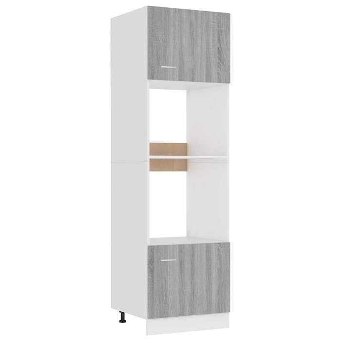 Contemporain Meuble micro-ondes Lyon Gris Sonoma 60x57x207 cm - Bois dingénierie - pour cuisine #834