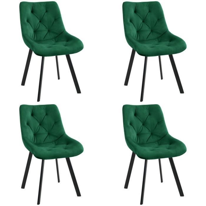chaises de salle à manger en velours akord sj.33 vert bouteille - akord - lot de 4 - elégance - chic - métal