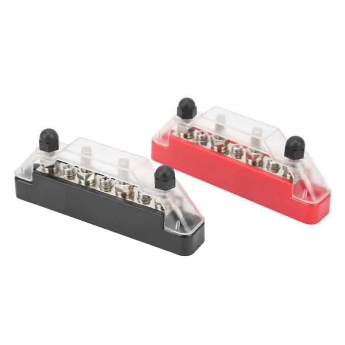 Barre Omnibus 150A 12-48V DC - Bornier D'Alimentation 6 Pôles Avec Couvercle, Boulons M6 Et Vis M4, Idéal Auto, Marine, Camping-Car