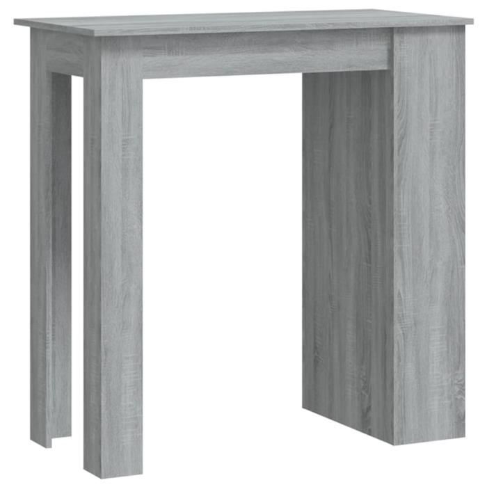 Tavolino Da Bar Gecheer Grigio Sonoma - 102x50x103,5 Cm, 3 Ripiani, Ideale Per Spazi Piccoli E Cucine