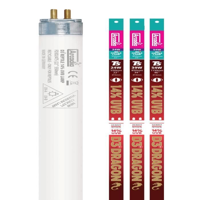 Comparer les prix de Arcadia - D3+ Dragon T5 Tube fluorescent - 24W (550mm)