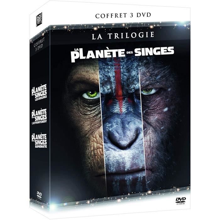Coffret DVD la planete des singes integrale : Les origines + affrontement +  suprématie - Film science fiction idee cadeau noel - Cdiscount DVD