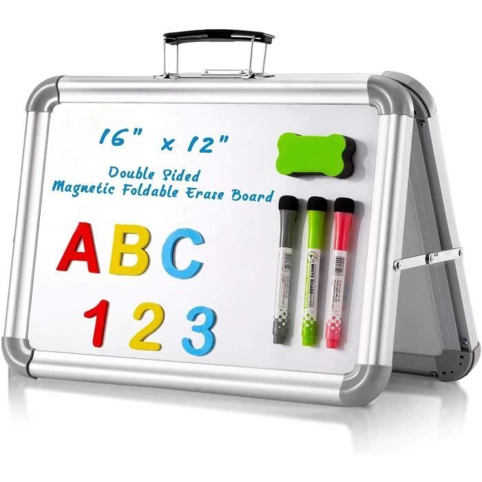 Mini tableau blanc magnétique pliable double face 16" x 12" Pour