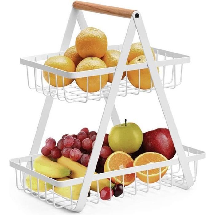 Blanche Corbeille à Fruits Suspendue,Corbeille à fruits suspendue à 3 niveaux,Panier Suspendu à Fruits pour Panier de cuisine décoratif Paniers Suspendus à Légumes à 3 Niveaux