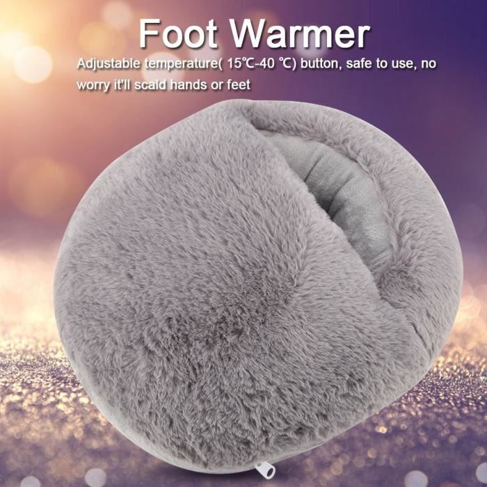 Chauffe-Pieds Electrique Griffe USB Pied Hiver Chaud En Peluche Chaussures (Gris)