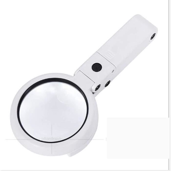Loupe à Main 5X + 11X Avec Support Pliable Et LED – Idéale Pour Lecture, Bijoux, Montres, Réparation Et Loisirs Créatifs