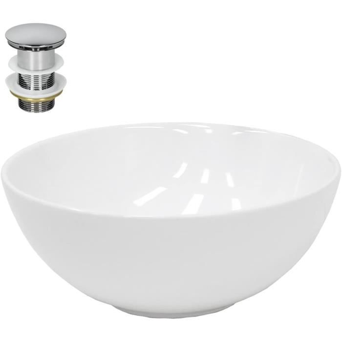 Meuble Déco, Vasque Lavabo - Vasque à poser pour salle de bain - avec trou de robinet en Meuble Déco, Vasque Lavabo - Vasque à poser pour salle de bain - avec trou de robinet en