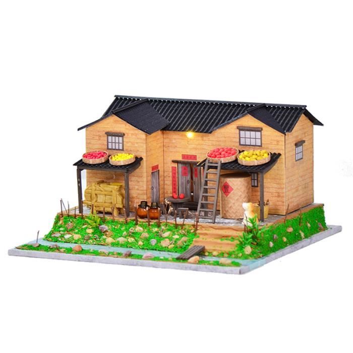 DIY Miniature Maison Maison de Poupée Bricolage Maison Miniature en Bois de  Poupée Bricolage avec un Style Architectural - Cdiscount Jeux - Jouets