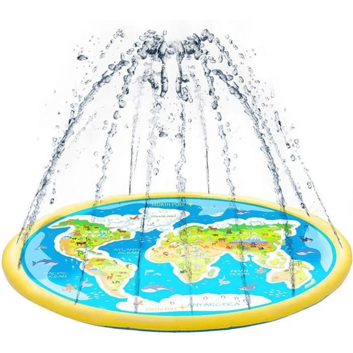 Splash Pad Tapis D’eau 200 Cm – PVC Antidérapant – Pulvérisation Réglable – Pour Enfants, Chiens Et Toute La Famille