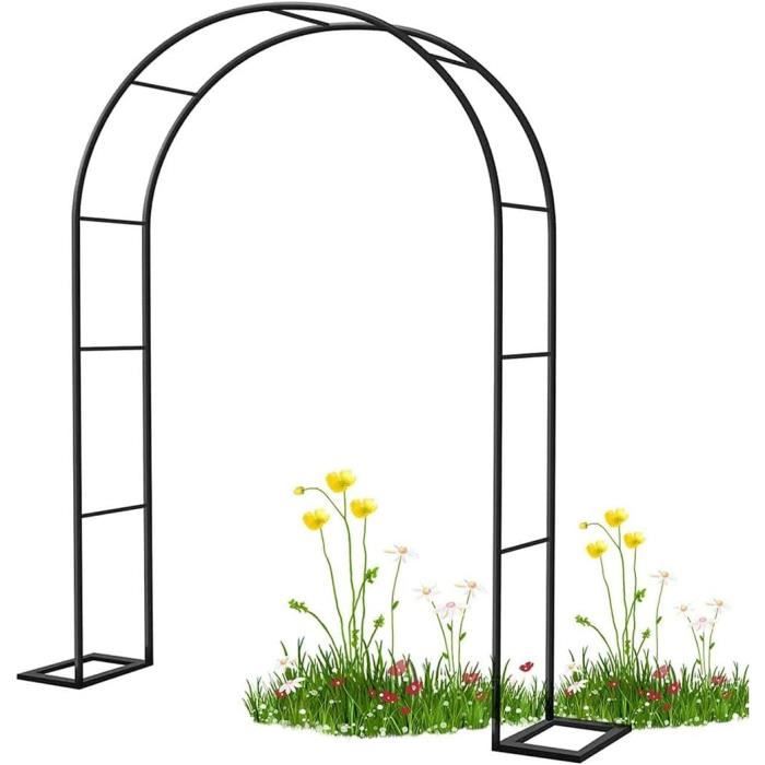 Arche Jardin SEVSO Fer Forgé 1.4x2.3m Noir - Tonnelle Rosiers Mariage Plantes Grimpantes