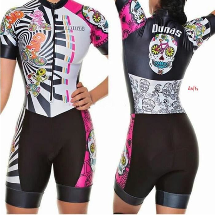 Combinaison Une Pièce De Triathlon Pour Femme - Maillot De Cyclisme à Manches Courtes - Tissu Technique Italien