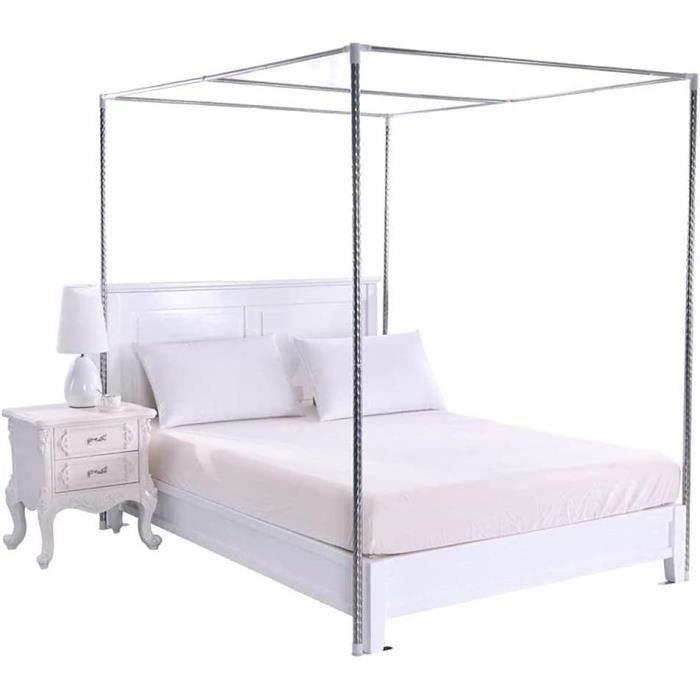 Cadre De Lit à Baldaquin En Acier Inoxydable - Support Pour Moustiquaire, Ciels De Lit Ou Voilages - Installation Facile 4 Pieds - 9