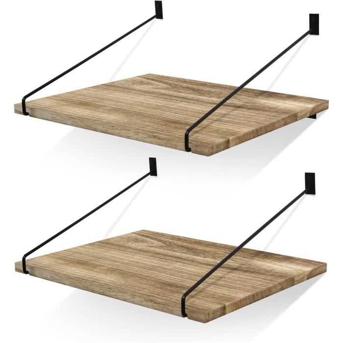 Lot De 2 étagères à Vin Murales – Supports Flottants En Bois Rustique Pour Bouteilles