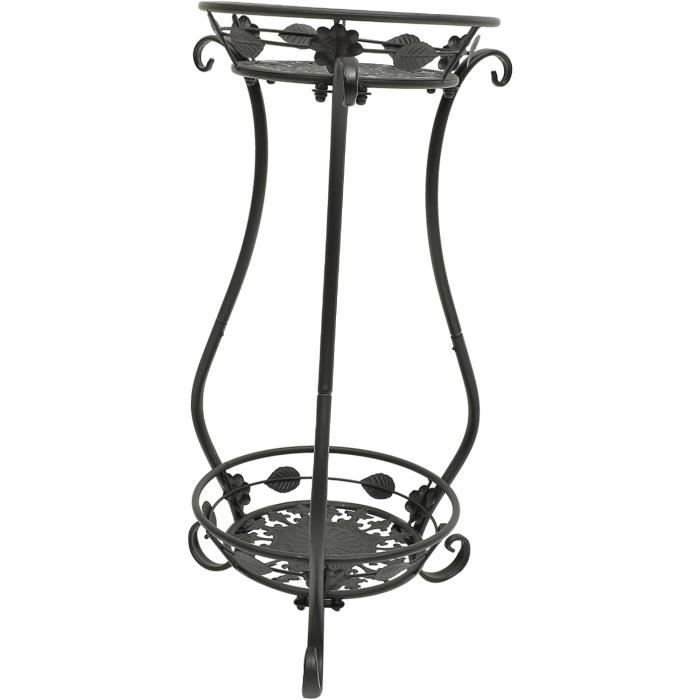 Support De Plante En Fer Forgé Noir - Diamètre 23 Cm, Hauteur 6,5 Cm - Pour Pots Lourds, Intérieur/extérieur - Décoration Salon, Balcon, Bureau