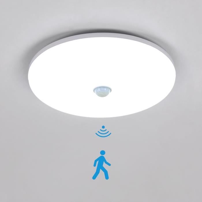 Jeffergarden Plafonnier LED sans fil avec détecteur de mouvement LED, 400lm, 3 températures de couleur, Rechargeable, luminaire de placard, avec télécommande