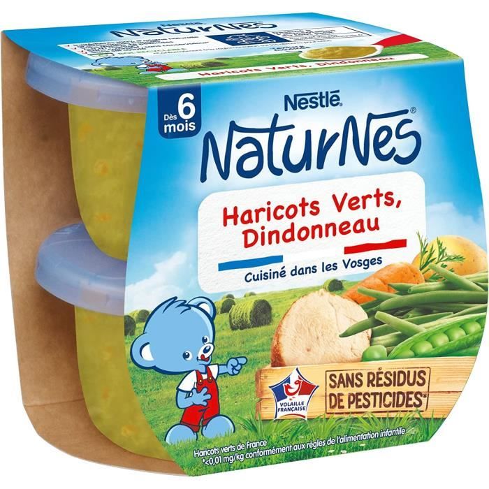 Repas Viandes Et Poissons Bébé Nestlé Petits Pots Haricots Verts Dindonneau Dès 6 Mois 2x200g