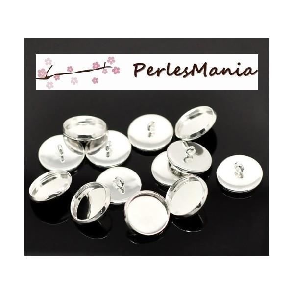 perlesmania.com Pax 10 Supports Boutons de Manchettes 12mm Argent Vif S117125