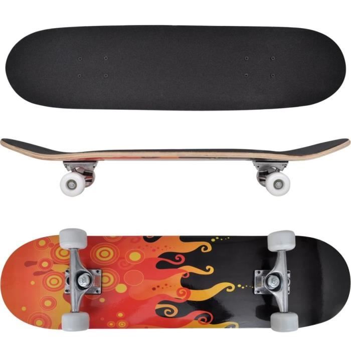 Skateboard Débutant Double Inclinaison Érable - Roulements ABEC-11, Roues PU 95A, Charge 150kg