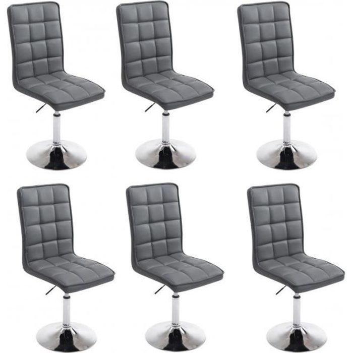 Lot de 6 chaises de salle à manger hauteur réglable gris CDS10257