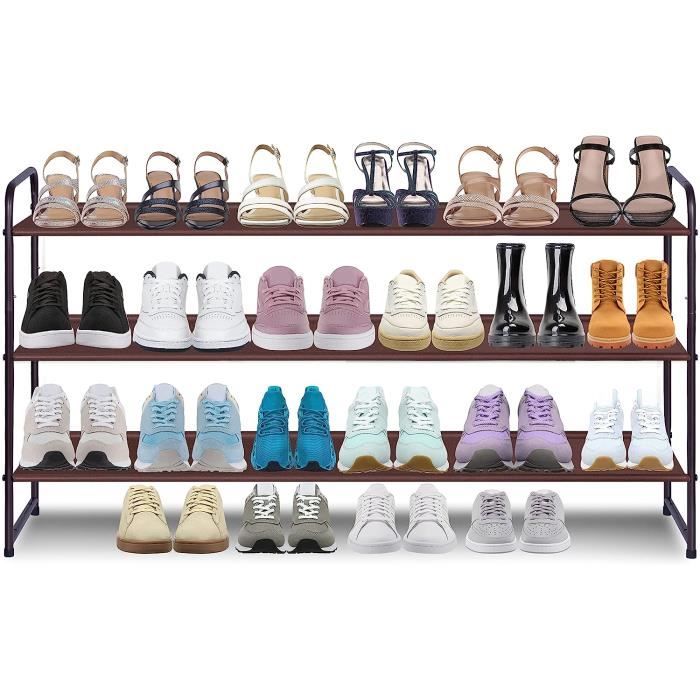 Étagère à Chaussures 3 Niveaux Métallique – Pour 12-18 Paires, Dimensions 108 X 62 X 29 Cm | Rangement Gain De Place, Intérieur/extérieur - 11