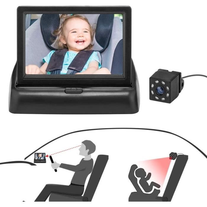 Miroir Voiture Bébé, Miroir de voiture pour siège arrière avec caméra  Fisheye réglable à 360° Rétroviseur de Surveillance [80] - Cdiscount  Puériculture & Eveil bébé