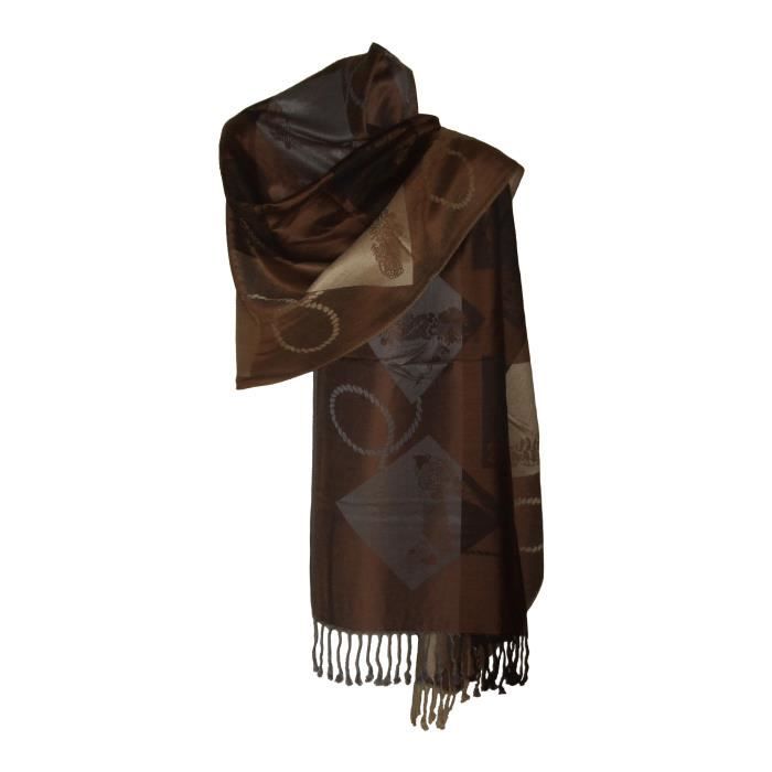 Étole Fine Femme Pashmina Et Soie - Motifs Fleurs, 68x176 Cm, Douce Et Chaude, Multi-Coloris - 6