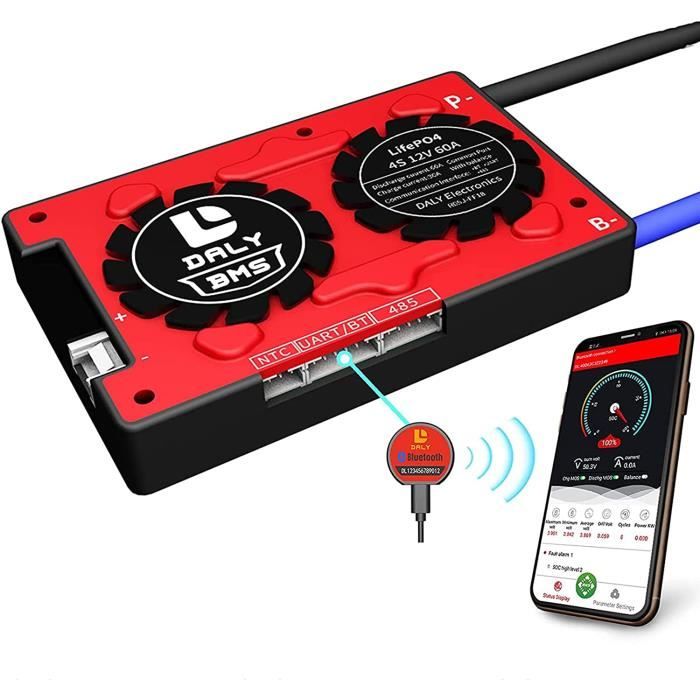 Carte BMS DALY 7S 24V 60A Pour Batterie Lithium - Protection Surcharge, Décharge, Court-circuit - Avec Fil équilibrage
