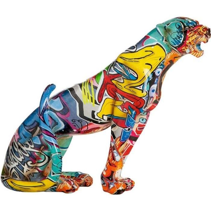 Sculpture moderne de guépard en résine : figurine de décoration
