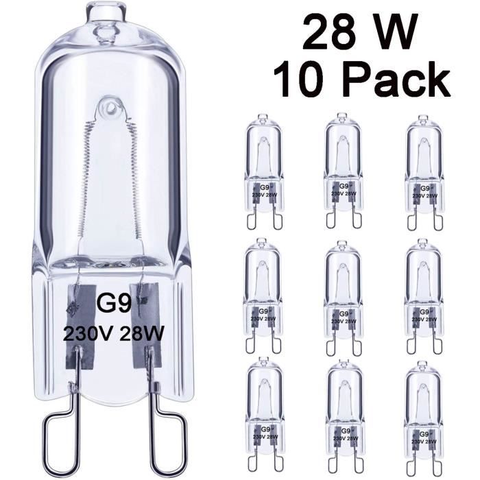 Ampoule Halogène G9 Kambo 28W Lot de 10 Blanc Chaud 2800K 300LM 230V Dimmable Lampe Halogène G9