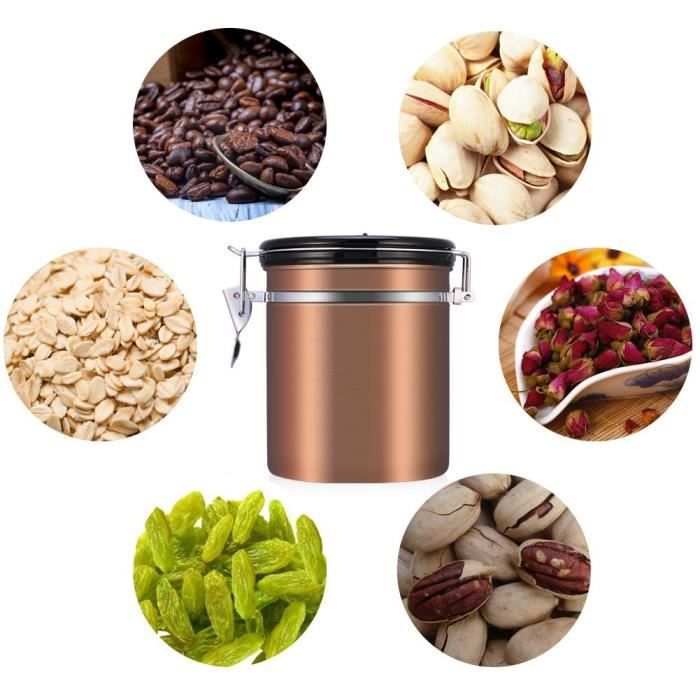 Pot De Conservation Café En Verre - Récipient Sous Vide Pour Grains De Café, étanche, Avec Couvercle Verrouillable, 500/1100/1700 Ml - 7