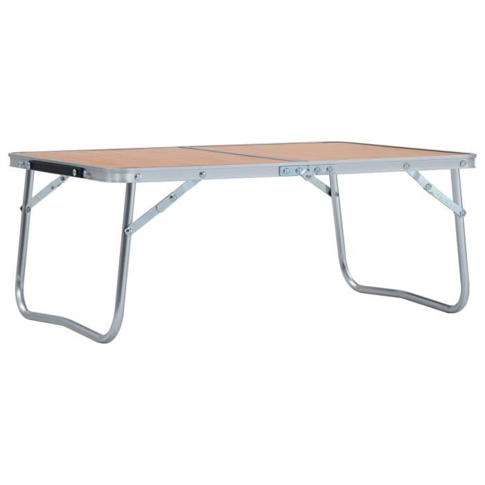 economique - 7422 table d'extérieur pliable - table de camping - pliable table de salon | meuble de jardin | marron aluminium 60x40