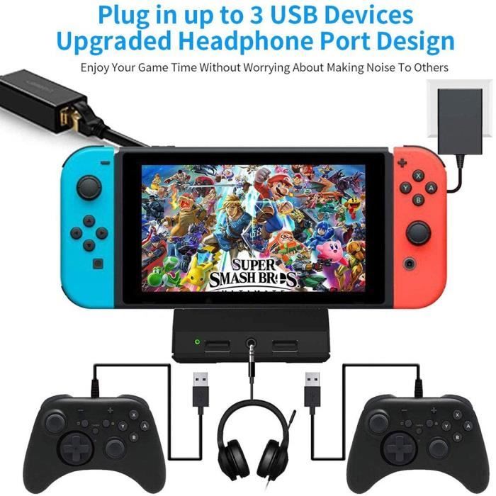 DOBE Station d'accueil 4 Ports USB 2.0 Hub, Ajoute quatre ports USB2.0  supplémentaires pour Nintendo Switch - Cdiscount