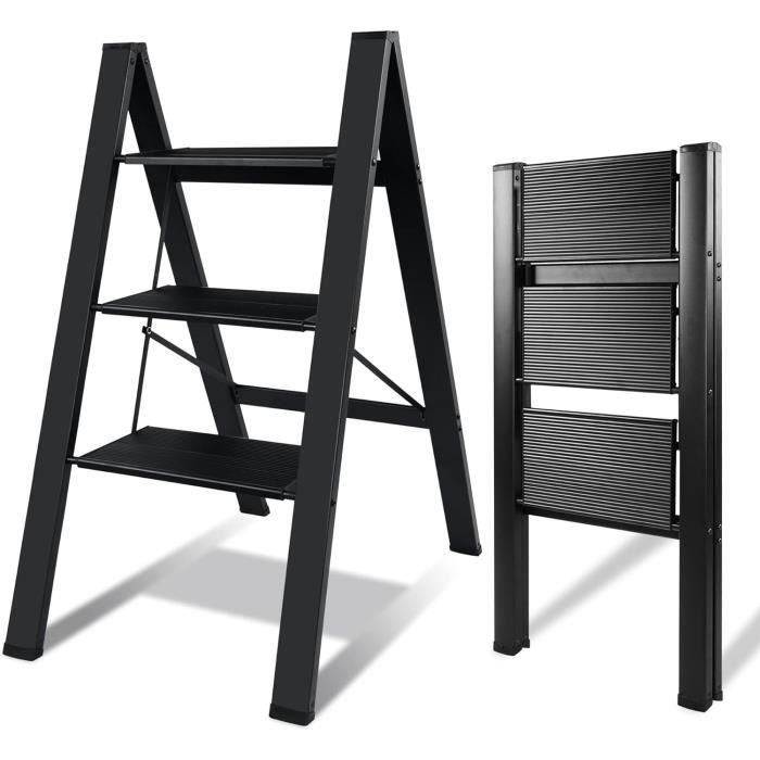 GameGem Escabeau 2 Marches, Tabouret Pliable à Pédale Large Anti-Dérapante en Aluminium Léger mais Robuste, Capacité 150 kg, Design Moderne Mignon pour Espaces Domestiques Intérieurs