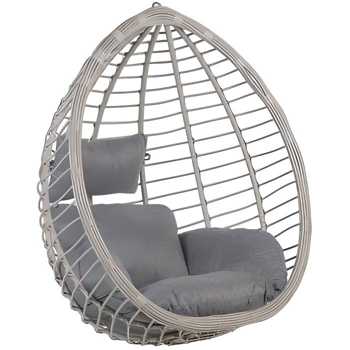 Fauteuil suspendu en rotin gris - BELIANI - TOLLO - Déhoussable - Relaxation - Urbain