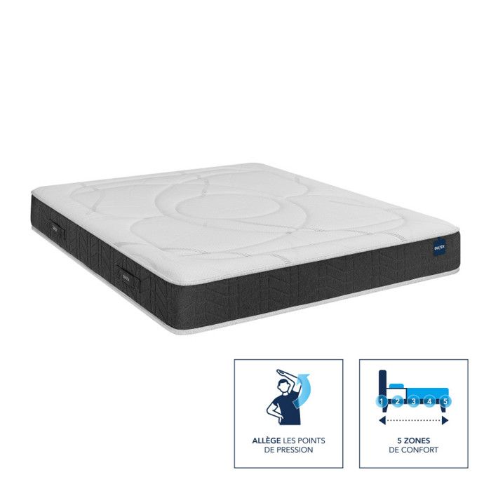Matelas nano, m&eacute;moire de forme, coton et laine Recovery 140x190