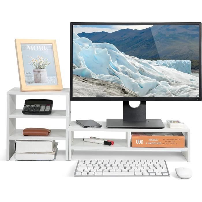 Support Écran PC Acrylique - Rehausseur De Bureau Stable Pour Moniteur Et Ordinateur Portable, Design Minimaliste - 7