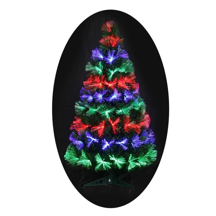 Sapin de Noël artificiel Fibre optique Las Vegas 80 LED 80 branches 90 cm Multicolore