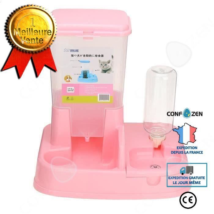 Comparer les prix de CONFO Automatique Gamelle Mangeoire Bouteille Distributeur Eau Croquette Pr Chien Chat Rose